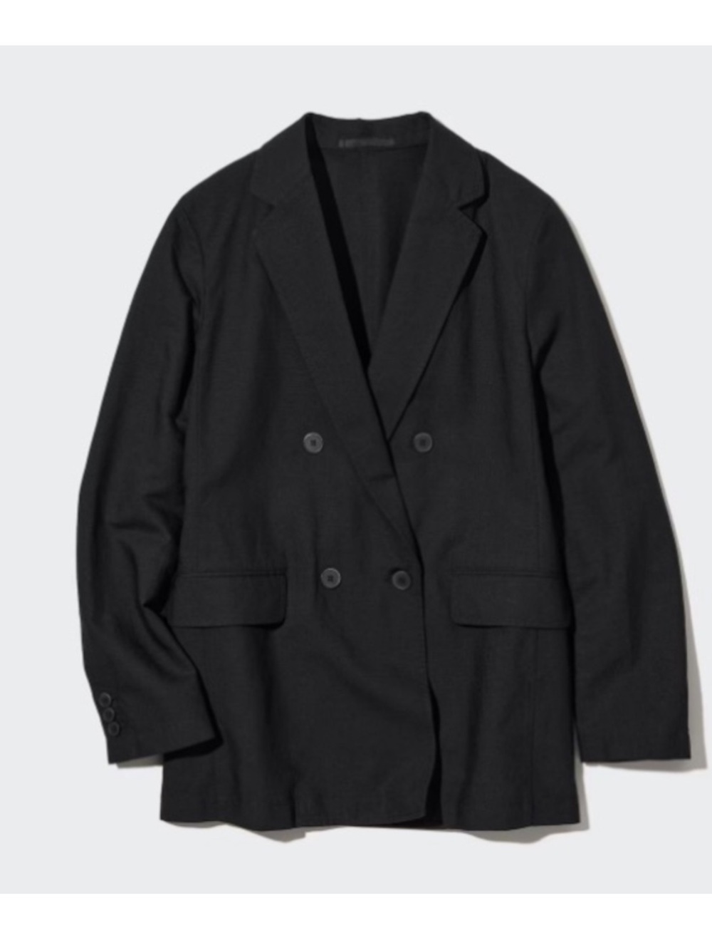 Uniqlo Black Linen Double-Breasted Blazer